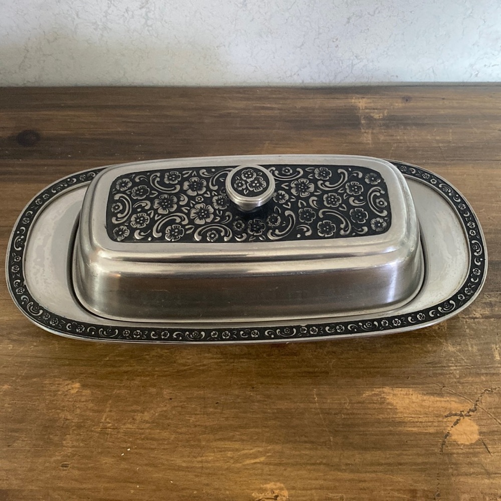 Vintage Stainless Steel Butter Dish